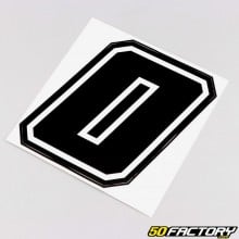 Sticker numéro 0 noir liseret blanc 10 cm