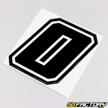 Sticker number 0 black white edging 10 cm