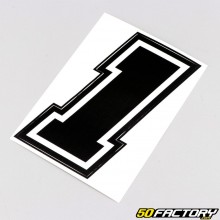 Sticker numéro 1 noir liseret blanc 10 cm