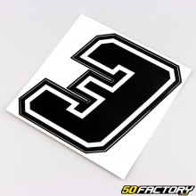 Sticker numéro 3 noir liseret blanc 10 cm