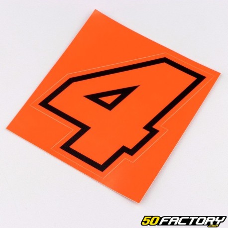 Adesivo numero 4 bordo rosso neon bordo nero 10 cm