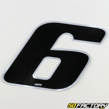 Black holographic number 6 cm sticker