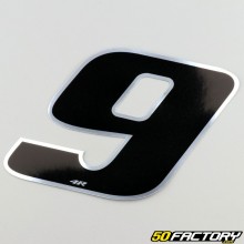 Black holographic number 9 cm sticker