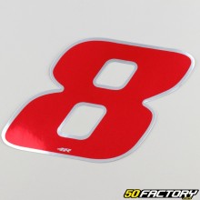 Sticker number 8 holographic red 13 cm