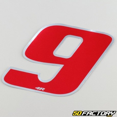 9 cm holographic red number sticker