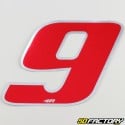 9 cm holographic red number sticker