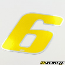 Sticker number 6 holographic gold 13 cm