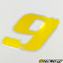 Sticker number 9 holographic gold 13 cm