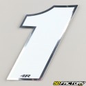 1 cm holographic white number sticker