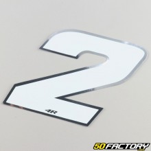 Sticker number 2 holographic white 13 cm