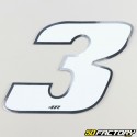 3 cm holographic white number sticker