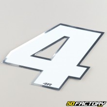 Sticker number 4 holographic white 13 cm