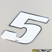 Sticker number 5 holographic white 13 cm