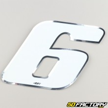 Sticker number 6 holographic white 13 cm