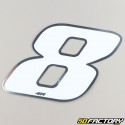 8 cm holographic white number sticker