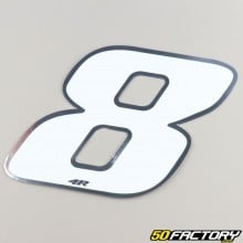 Sticker number 8 holographic white 13 cm