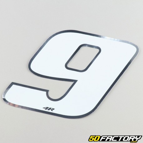 9 cm holographic white number sticker