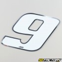 9 cm holographic white number sticker