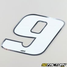 Sticker number 9 holographic white 13 cm