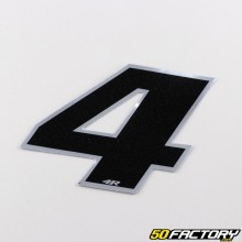 Black holographic number 4 cm sticker