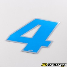 Sticker number 4 holographic blue 6.5 cm