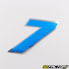 Sticker number 7 holographic blue 6.5 cm