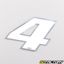 Adesivo número 4 branco holográfico 6.5 cm