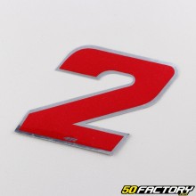 Sticker number 2 holographic red 6.5 cm