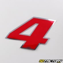 Sticker number 4 holographic red 6.5 cm