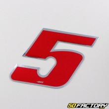 Sticker number 5 holographic red 6.5 cm
