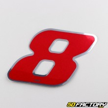 Sticker number 8 holographic red 6.5 cm