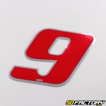 Sticker number 9 holographic red 6.5 cm