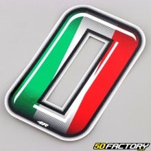Calcomanía número 0 tricolor Italia 10 cm
