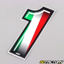 Calcomanía número 1 tricolor Italia 10 cm