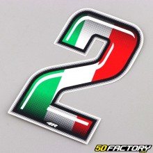 Sticker numéro 2 tricolore Italie 10 cm