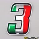 Adesivo numero tricolore italiano 3 cm