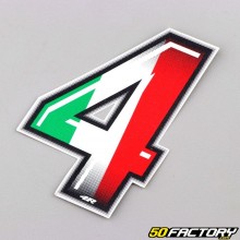 Sticker numéro 4 tricolore Italie 10 cm
