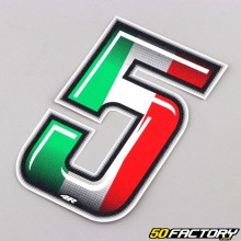 Sticker numéro 5 tricolore Italie 10 cm
