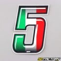 Sticker numéro 5 tricolore Italie 10 cm