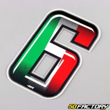 Calcomanía número 6 tricolor Italia 10 cm