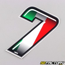 Sticker numéro 7 tricolore Italie 10 cm