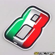 Adesivo numero 8 tricolore Italia 10 cm