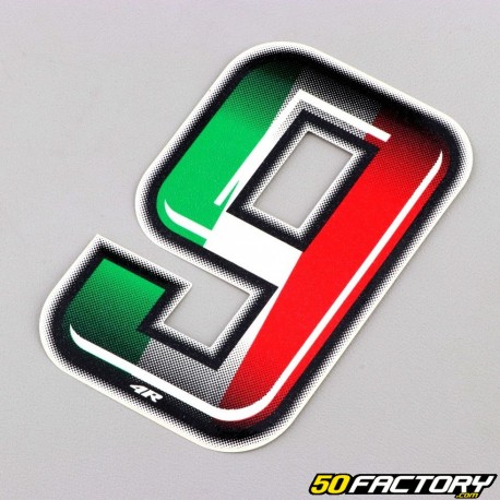 Adhesivo número tricolor italiano 9 cm