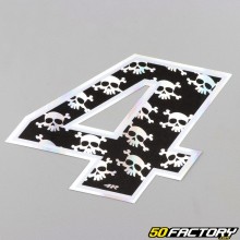 Black Holographic Skulls Number 4 Sticker 13 cm