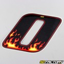 Sticker number 0 black flames 13 cm