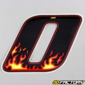 Sticker number 0 black flames 13 cm