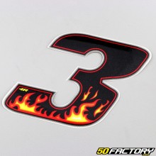 Sticker number 3 black flames 13 cm