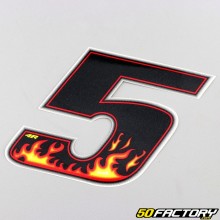 Sticker number 5 black flames 13 cm