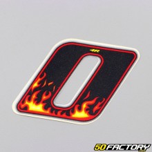 Sticker number 0 black flames 6.5 cm