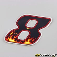 Sticker number 8 black flames 6.5 cm